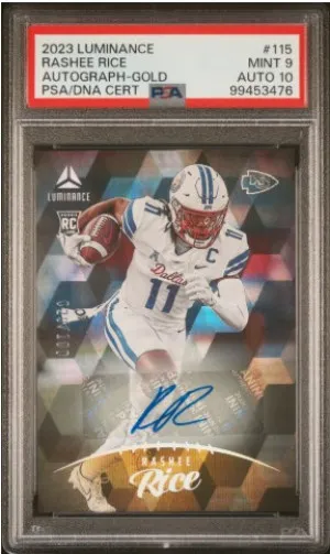 2023 PANINI LUMINANCE 115 RASHEE RICE AUTOGRAPH-GOLD /100 front